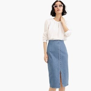 Jcrew Midi Denim Pencil Skirt